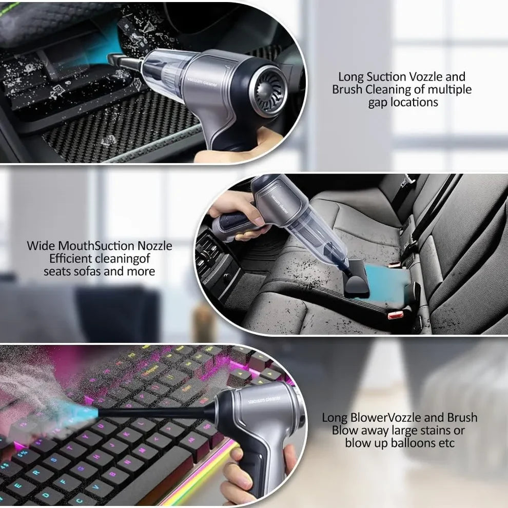 Portable 3 in 1 Handheld Vacuum Cleaner with Blower High Power Rechargeable for Car Home and Dusting Needs